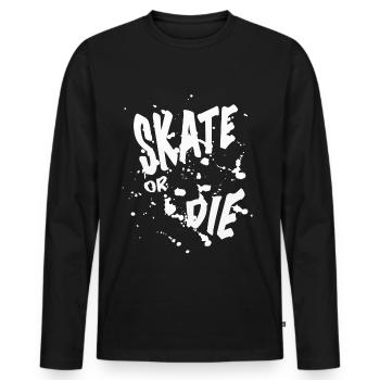 Chemise de patineur SKATE OU LES HOMMES Femmes Ados - T-shirt manches longues Premium bio Homme - noir - Devant - Nico (187cm)