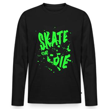 Skater Shirt Skateboard Hommes Femmes SKATE OR DIE - T-shirt manches longues Premium bio Homme - noir - Devant - Nico (187cm)