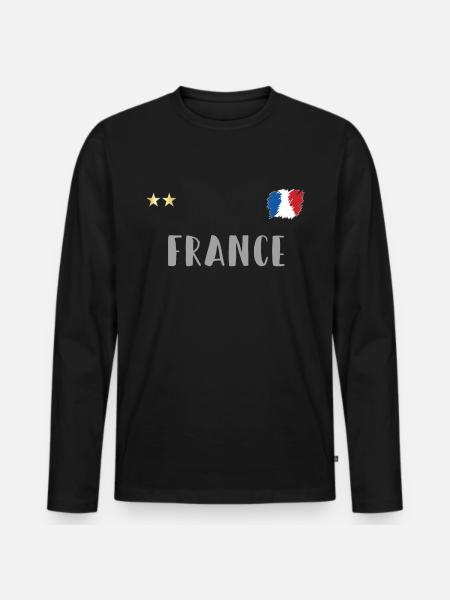 Maillot de foot France du coeur - T-shirt manches longues Premium bio Homme - noir