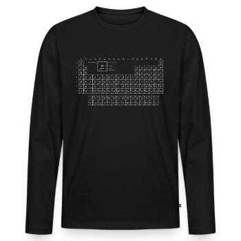Tableau périodique - T-shirt manches longues Premium bio Homme - noir - Devant - Nico (187cm)