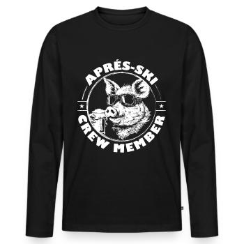 Schwein Apres Ski Sau Team Spruch - Männer Premium Bio Langarmshirt - Schwarz - Vorne - Nico (187cm)
