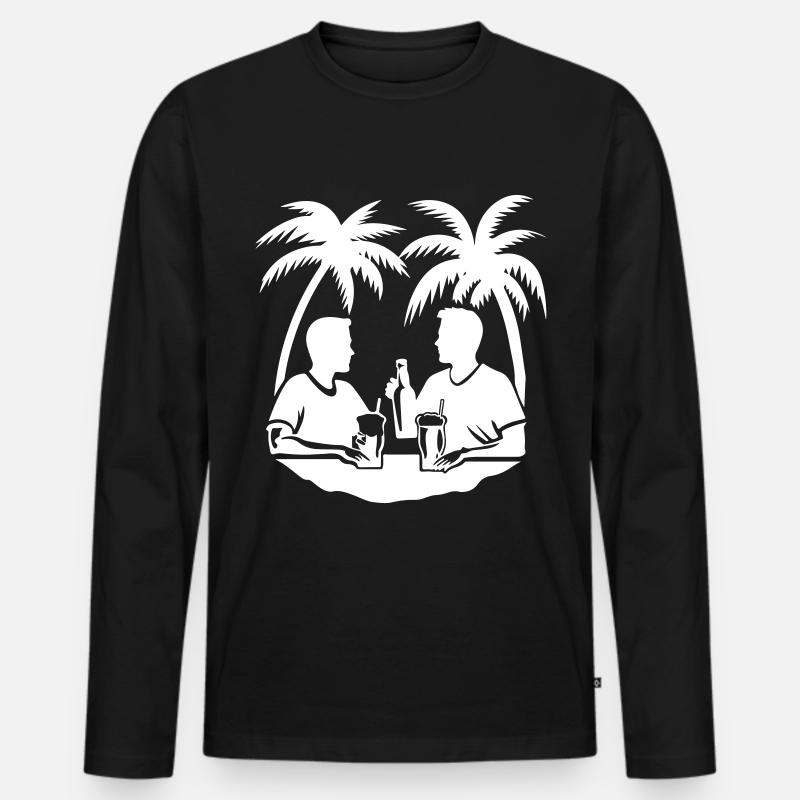 Palmen Urlaub Team - Männer Premium Bio Langarmshirt - Schwarz