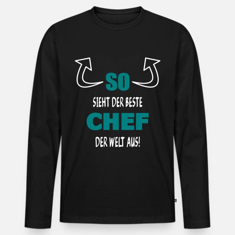 So sieht der beste Chef der Welt aus! - Männer Premium Bio Langarmshirt - Schwarz