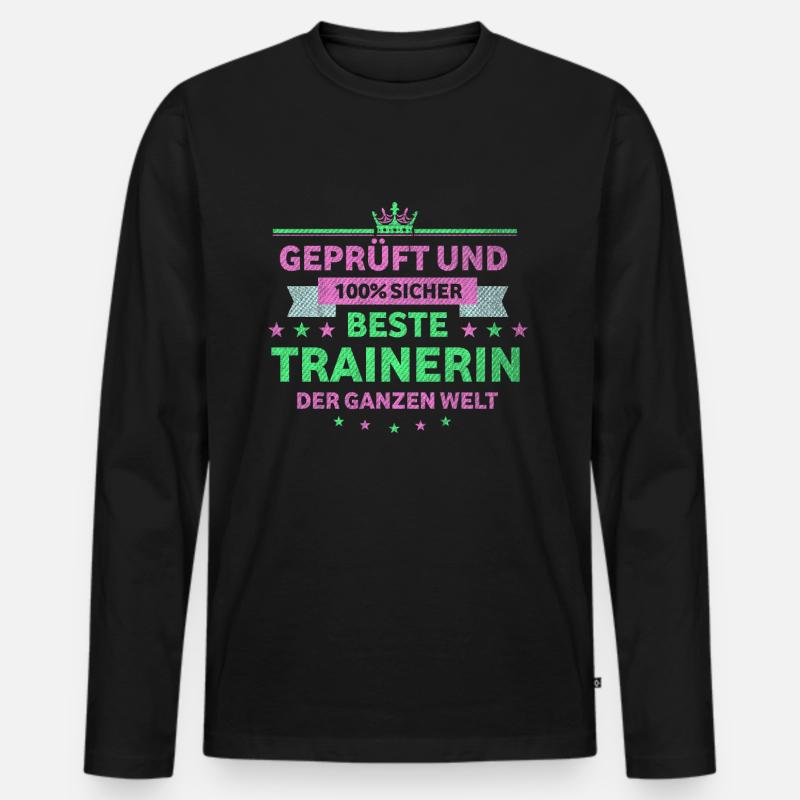 Trainer beste Trainerin - Männer Premium Bio Langarmshirt - Schwarz