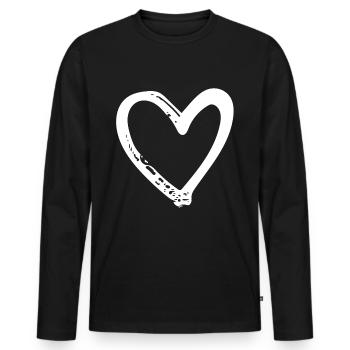 Weißes Herz - Männer Premium Bio Langarmshirt - Schwarz - Vorne - Nico (187cm)