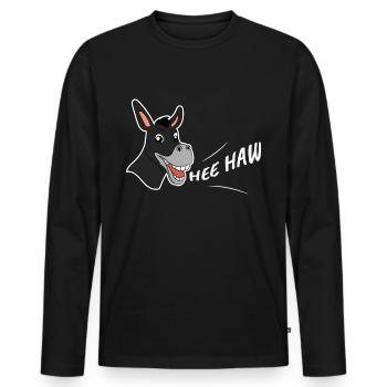 Funny Donkey Lover Mule Animal Gift Idea - Men's Premium Organic Long Sleeve Shirt - black - Front - Nico (187cm)