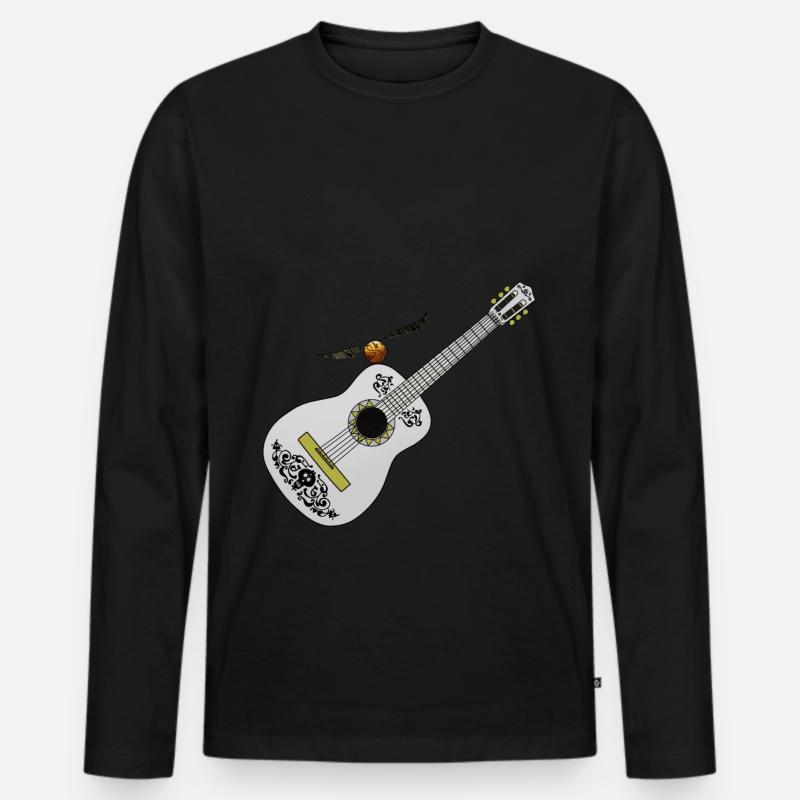Coole Stillvolle weiße Gitarre Geschenkidee - Männer Premium Bio Langarmshirt - Schwarz