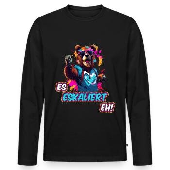 es eskaliert eh Lustiger Trinkspruch Festival 90er - Männer Premium Bio Langarmshirt - Schwarz - Vorne - Nico (187cm)