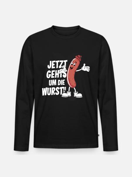 Jetzt geht es um die Wurst - Männer Premium Bio Langarmshirt - Schwarz