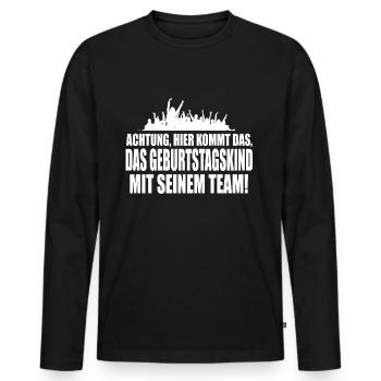 anniversaire - T-shirt manches longues Premium bio Homme - noir - Devant - Nico (187cm)
