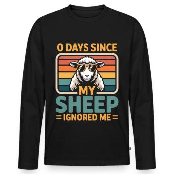 0 jours depuis que mes moutons m’ont ignoré Éleveur de moutons - T-shirt manches longues Premium bio Homme - noir - Devant - Nico (187cm)