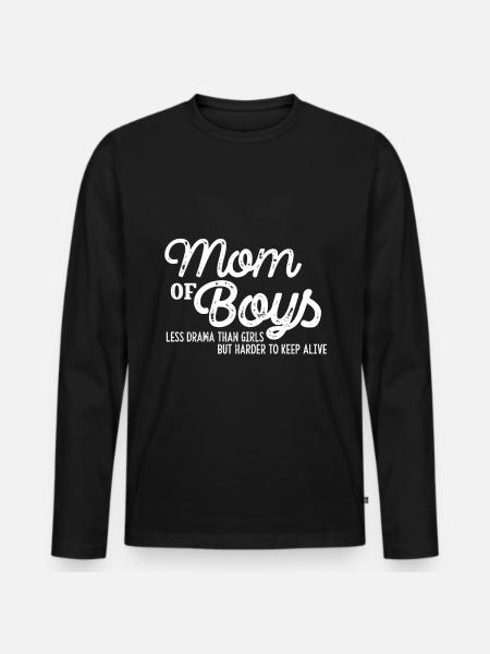 Mom of Boys Madre di ragazzi - Maglia a manica lunga ecologica premium da uomo - nero