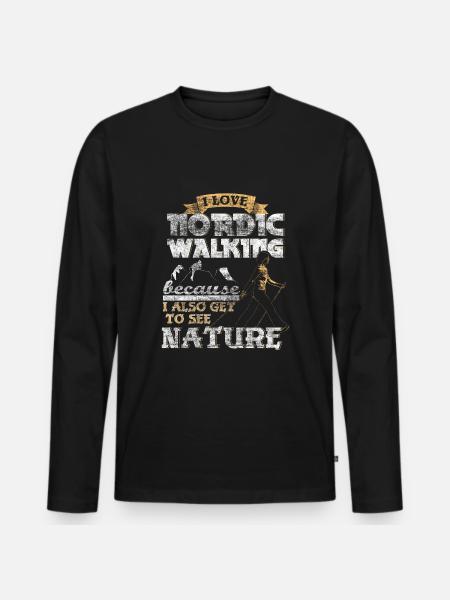 Nordic Walking Geschenkidee - Männer Premium Bio Langarmshirt - Schwarz