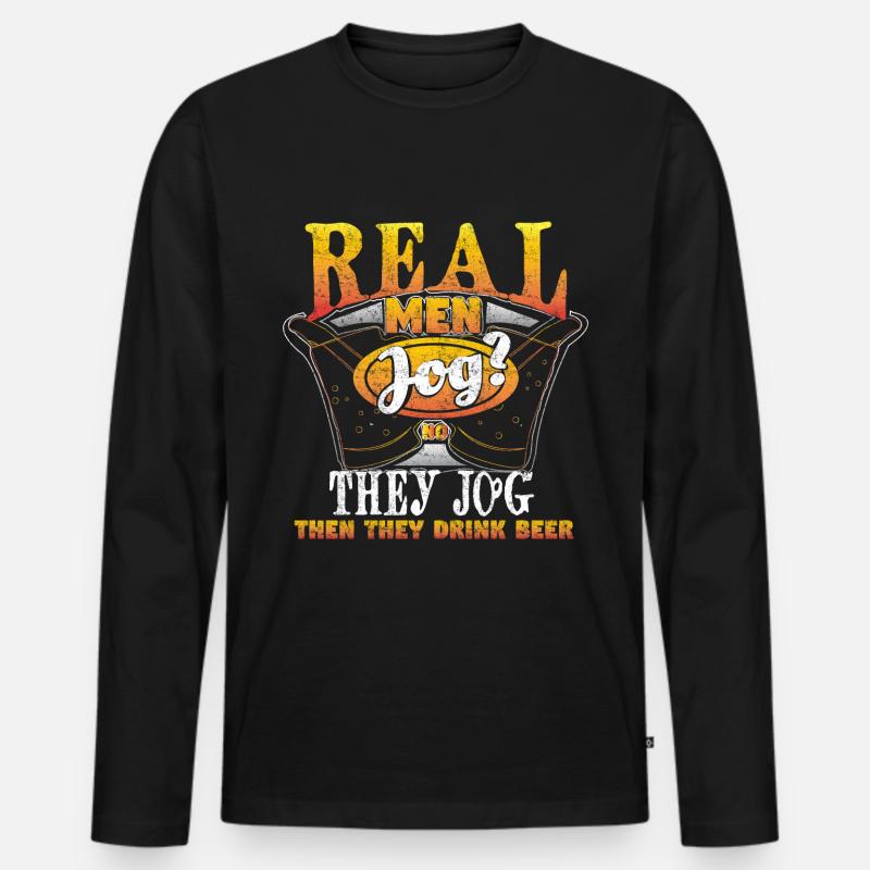 Jogging Bier - Männer Premium Bio Langarmshirt - Schwarz