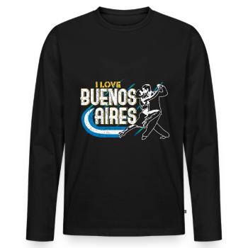 Argentins Buenos Aires - T-shirt manches longues Premium bio Homme - noir - Devant - Nico (187cm)