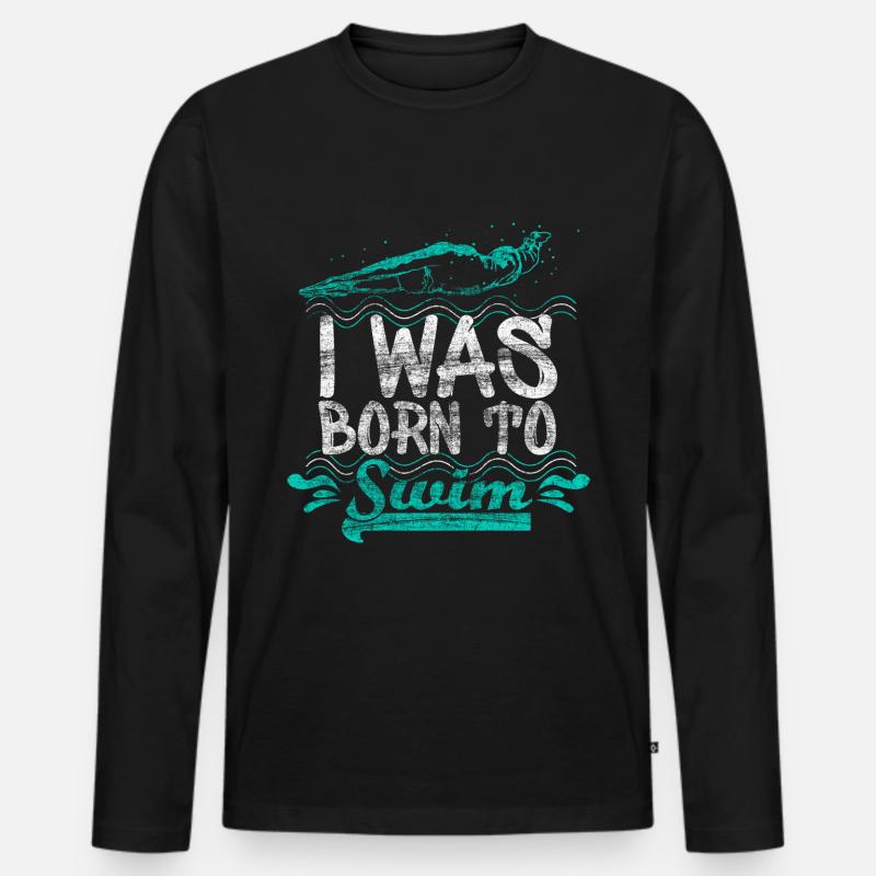 Schwimmen Geschenkidee - Männer Premium Bio Langarmshirt - Schwarz