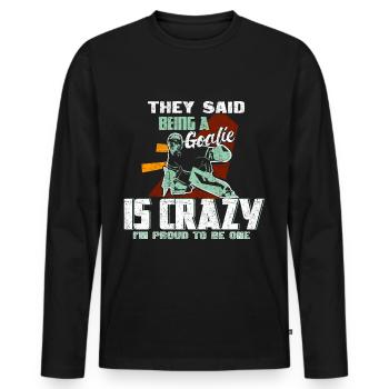 Eishockey Tormann Geschenk - Männer Premium Bio Langarmshirt - Schwarz - Vorne - Nico (187cm)