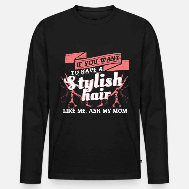 Mutter Tochter Friseur - Männer Premium Bio Langarmshirt - Schwarz