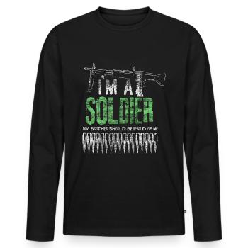 Brother Soldier Gift - Men's Premium Organic Long Sleeve Shirt - black - Front - Nico (187cm)