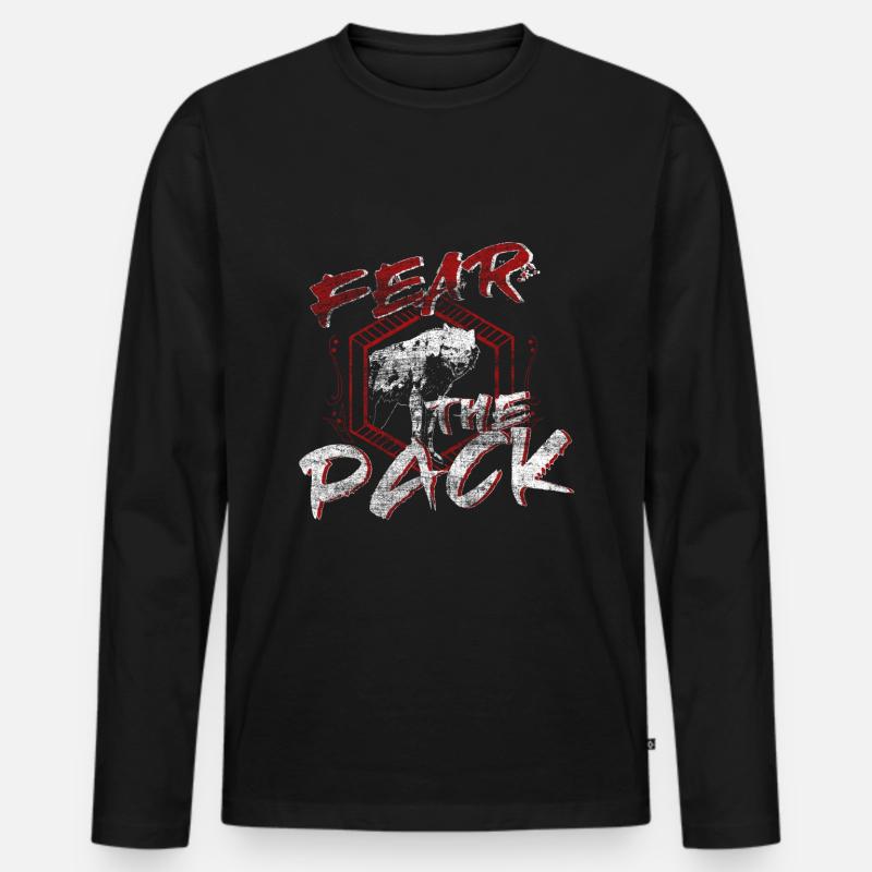 Wolf Wolfsrudel - Männer Premium Bio Langarmshirt - Schwarz