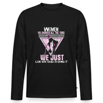 Hausmädchen Putzen - Männer Premium Bio Langarmshirt - Schwarz - Vorne - Nico (187cm)
