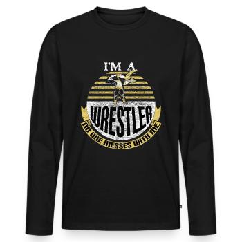 Wrestling Ringer - Männer Premium Bio Langarmshirt - Schwarz - Vorne - Nico (187cm)