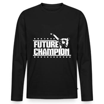 Idée cadeau sport Kickboxing - T-shirt manches longues Premium bio Homme - noir - Devant - Nico (187cm)