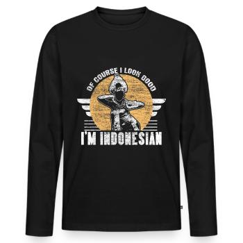 Indonésie Berceau de Bornéo - T-shirt manches longues Premium bio Homme - noir - Devant - Nico (187cm)