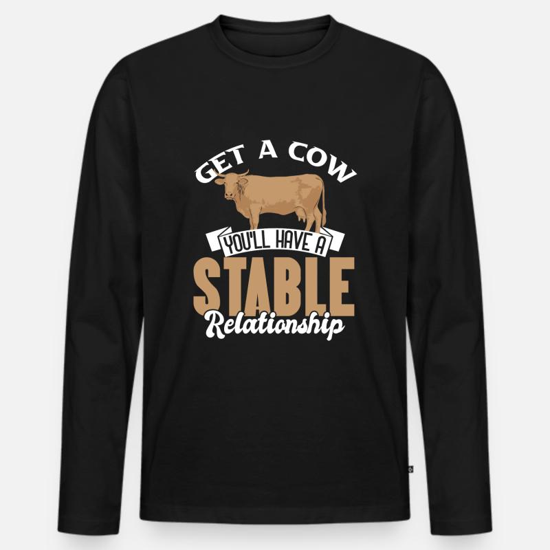 Kuh Rind Berge - Männer Premium Bio Langarmshirt - Schwarz