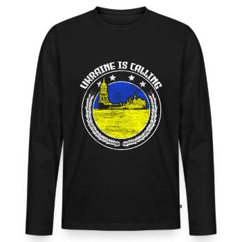 Ukraine Coat of Arms Origin - Men's Premium Organic Long Sleeve Shirt - black - Front - Nico (187cm)