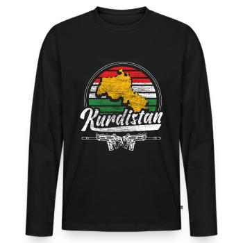 Kurdistan Freedom Gift Idea - Men's Premium Organic Long Sleeve Shirt - black - Front - Nico (187cm)