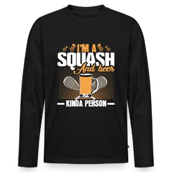 Squash tournoi de squash - T-shirt manches longues Premium bio Homme - noir - Devant - Nico (187cm)