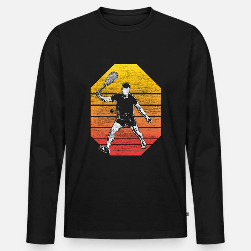 Squash Squashspieler Spiel - Männer Premium Bio Langarmshirt - Schwarz