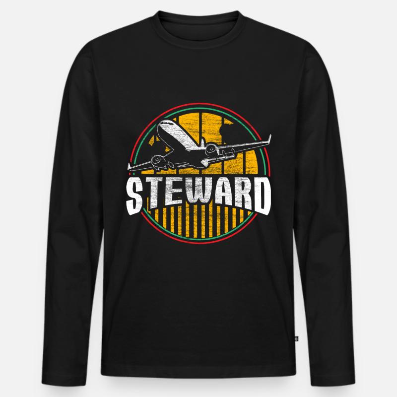 Flugbegleiter Mann Arbeit - Männer Premium Bio Langarmshirt - Schwarz