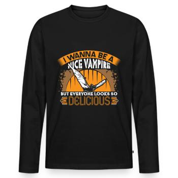 Halloween Vampir Graf Spruch - Männer Premium Bio Langarmshirt - Schwarz - Vorne - Nico (187cm)