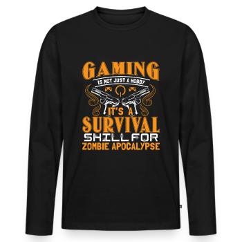 Zombie Apocalypse Weapons Monster Gift Idea - Men's Premium Organic Long Sleeve Shirt - black - Front - Nico (187cm)
