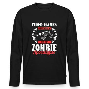 Zombie Apocalypse Weapons Horror Gift Idea - Men's Premium Organic Long Sleeve Shirt - black - Front - Nico (187cm)