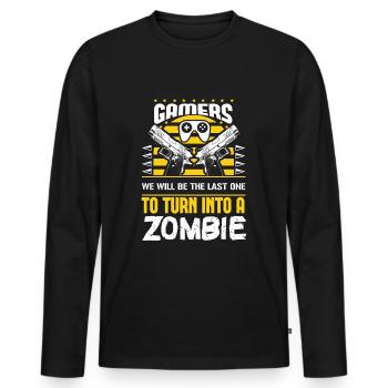 Zombie Apokalypse Gamer Halloween Geschenkidee - Männer Premium Bio Langarmshirt - Schwarz - Vorne - Nico (187cm)
