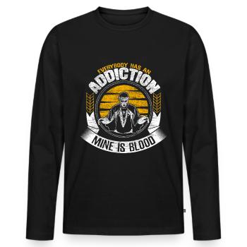 Halloween Vampir Fangzähne Gruselig - Männer Premium Bio Langarmshirt - Schwarz - Vorne - Nico (187cm)