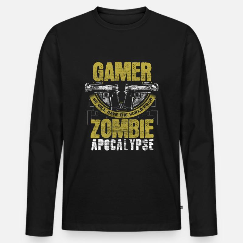 Zombie Apokalypse Virus Lustig Geschenk - Männer Premium Bio Langarmshirt - Schwarz