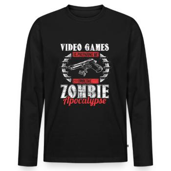 Zombie Apokalypse Zombies Horror Geschenk - Männer Premium Bio Langarmshirt - Schwarz - Vorne - Nico (187cm)