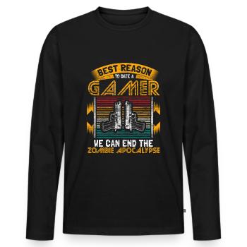 Zombie Apocalypse Weapons Horror Gift - Men's Premium Organic Long Sleeve Shirt - black - Front - Nico (187cm)