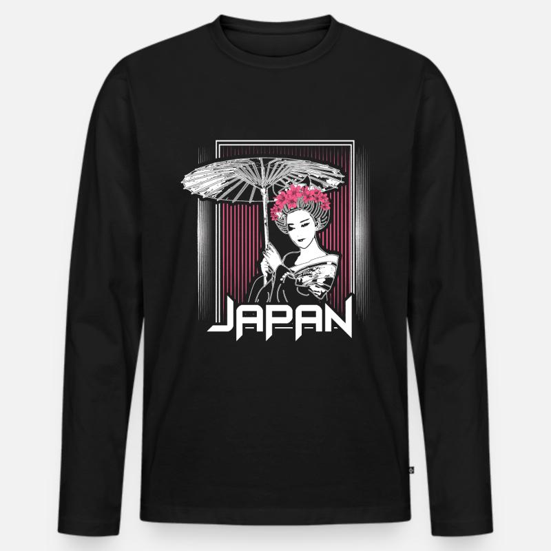 Japan Sakura Japaner - Männer Premium Bio Langarmshirt - Schwarz