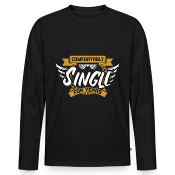 Relation indépendante célibataire - T-shirt manches longues Premium bio Homme - noir - Devant - Nico (187cm)