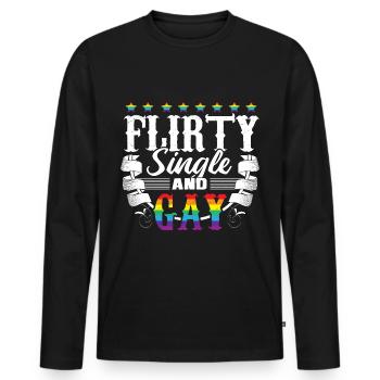 Gay Single Love Gift Idea - Men's Premium Organic Long Sleeve Shirt - black - Front - Nico (187cm)
