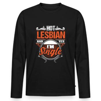 Lesbisch Single Pride Queer Geschenk - Männer Premium Bio Langarmshirt - Schwarz - Vorne - Nico (187cm)
