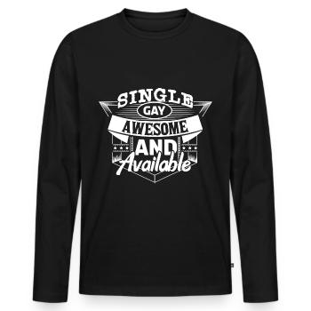 Gay Single Partnerschaft Geschenk - Männer Premium Bio Langarmshirt - Schwarz - Vorne - Nico (187cm)