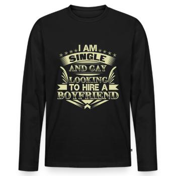 Cadeau Gay Célibataire LGBT+ Homo - T-shirt manches longues Premium bio Homme - noir - Devant - Nico (187cm)