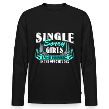 Gay Single Queer Homo - Men's Premium Organic Long Sleeve Shirt - black - Front - Nico (187cm)