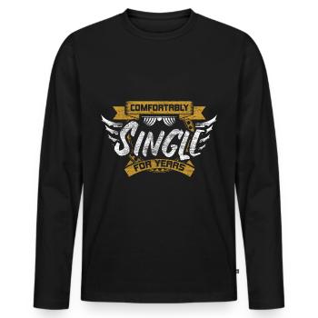 Relation d’indépendance unique - T-shirt manches longues Premium bio Homme - noir - Devant - Nico (187cm)